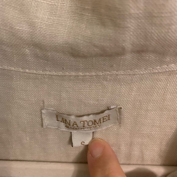 Lina Tomei size S Linen dress/tunic with side stretch inserts. - Picture 6 of 8